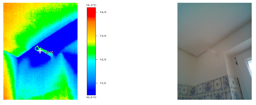Thermografie Vergleich - Wärmebildaufnahme zeigt Wärmebrücken und Feuchtigkeitsschäden